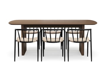 Richeto Spisebord 210 cm med 6 Winston Spisestoler - Røkt eik / Beige / Metallben Svart - Møbler - Bord - Spisegruppe