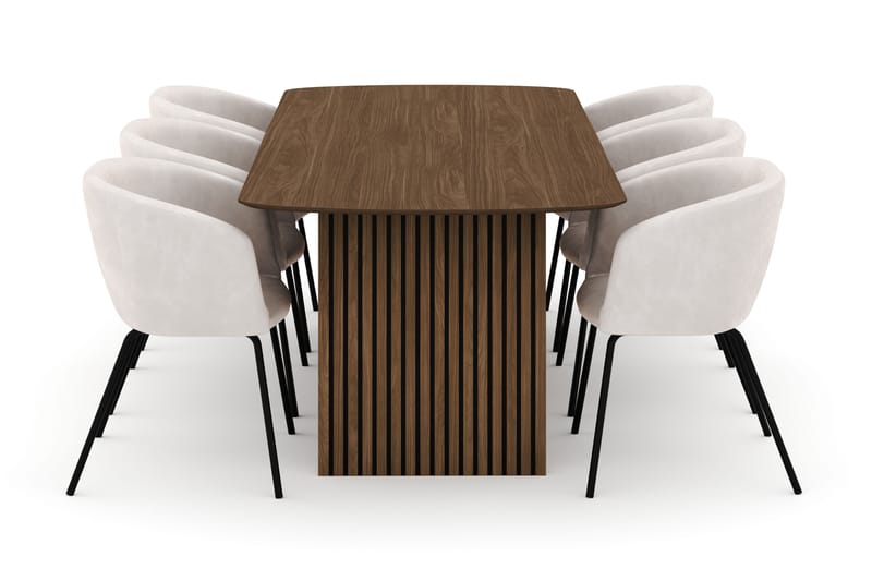 Richeto Spisebord 240 cm med 6 Berit Stoler - Natur - Møbler - Bord - Spisegruppe