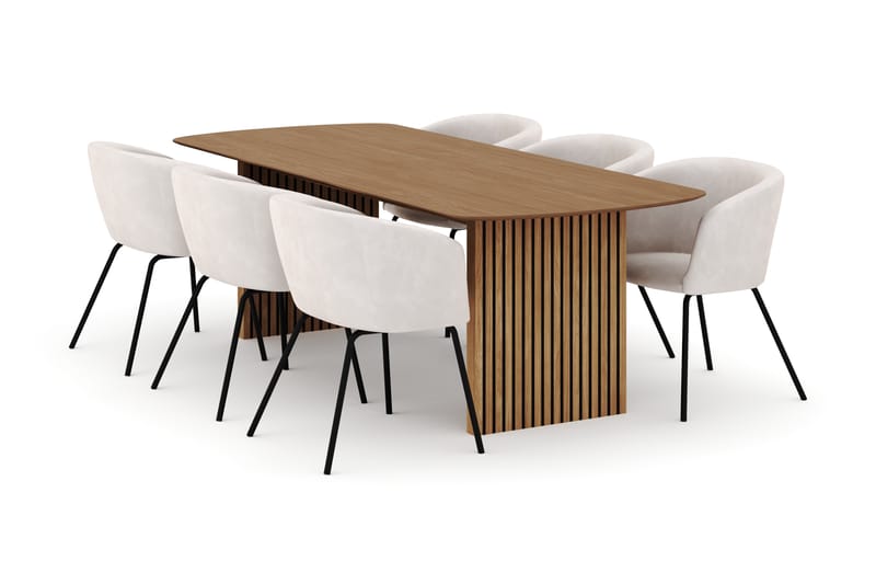 Richeto Spisebord 240 cm med 6 Berit Stoler, Natur