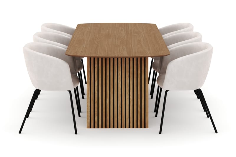 Richeto Spisebord 240 cm med 6 Berit Stoler - Natur - Møbler - Bord - Spisegruppe