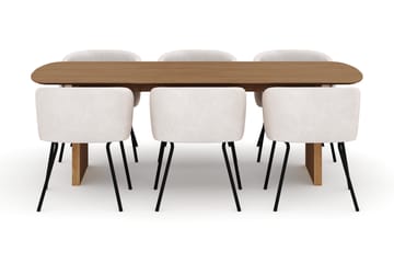 Richeto Spisebord 240 cm med 6 Berit Stoler - Natur - Møbler - Bord - Spisegruppe