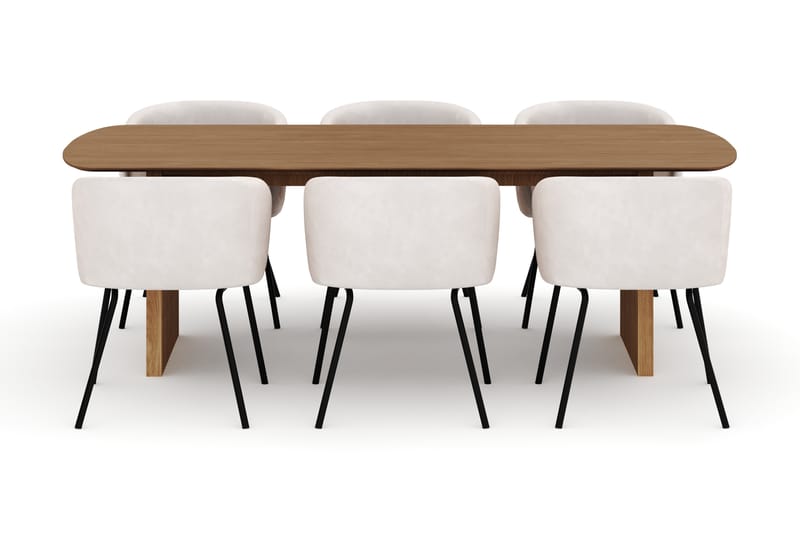 Richeto Spisebord 240 cm med 6 Berit Stoler - Natur - Møbler - Bord - Spisegruppe
