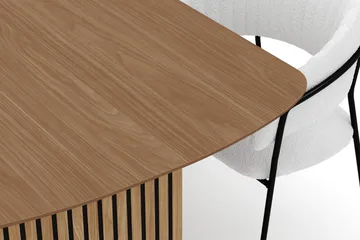 Richeto Spisebord 240 cm med 6 Karol Spisestoler - Naturlig finish / Hvit Bouclé - Møbler - Bord - Spisegruppe