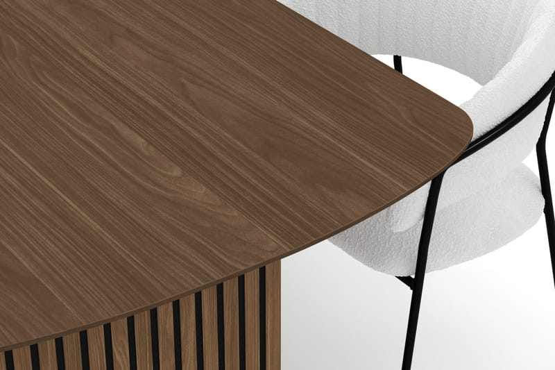 Richeto Spisebord 240 cm med 6 Karol Spisestoler - Røkt eik / Hvit Bouclé - Møbler - Bord - Spisegruppe