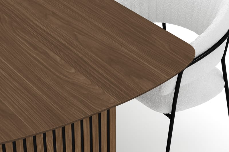 Richeto Spisebord 240 cm med 6 Karol Spisestoler - Røkt eik / Hvit Bouclé - Møbler - Bord - Spisegruppe