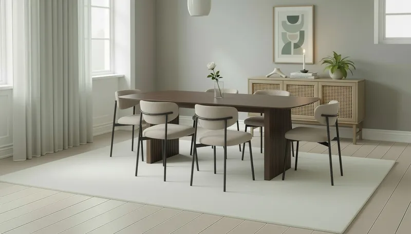 Richeto spisebord 240 cm med 6 Lucy spisestoler - Røkt eik / Greige bouclé - Møbler - Bord - Spisegruppe