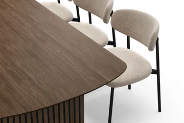 Richeto spisebord 240 cm med 6 Lucy spisestoler - Røkt eik / Greige bouclé - Møbler - Bord - Spisegruppe