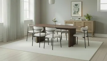 Richeto Spisebord 240 cm med 6 Lucy Spisestoler - Røkt eik / Hvit Bouclé - Møbler - Bord - Spisegruppe