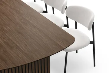 Richeto spisebord 240 cm med 6 Lucy spisestoler - Røkt eik / hvit bouclé - Møbler - Bord - Spisegruppe