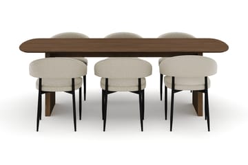 Richeto Spisebord 240 cm med 6 Sawako Stoler - Natur - Møbler - Bord - Spisegruppe