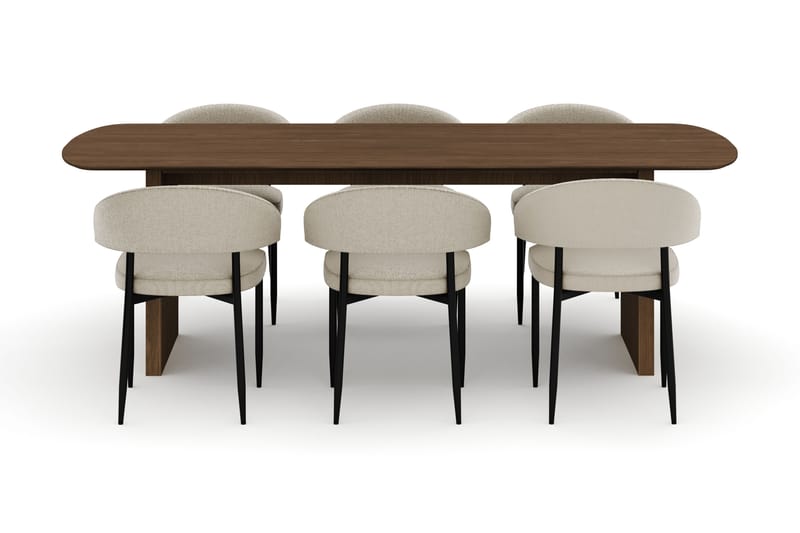 Richeto Spisebord 240 cm med 6 Sawako Stoler - Natur - Møbler - Bord - Spisegruppe