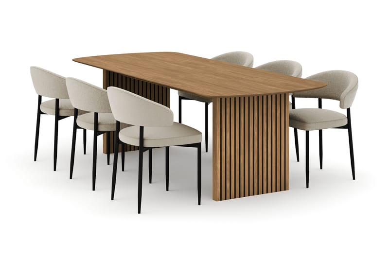 Richeto Spisebord 240 cm med 6 Sawako Stoler, Natur