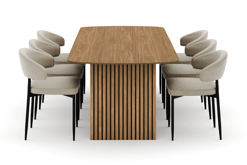 Richeto Spisebord 240 cm med 6 Sawako Stoler - Natur - Møbler - Bord - Spisegruppe