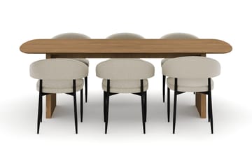 Richeto Spisebord 240 cm med 6 Sawako Stoler - Natur - Møbler - Bord - Spisegruppe