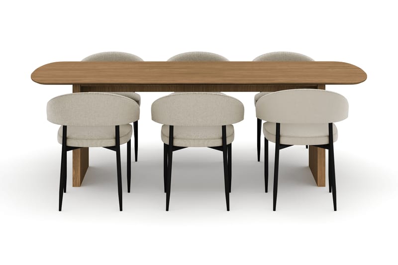 Richeto Spisebord 240 cm med 6 Sawako Stoler - Natur - Møbler - Bord - Spisegruppe