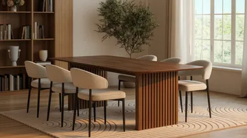 Richeto spisebord 240 cm med 6 Sawako stoler - Røkt eik - Møbler - Bord - Spisegruppe