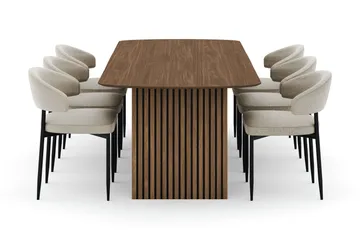 Richeto spisebord 240 cm med 6 Sawako stoler - Røkt eik - Møbler - Bord - Spisegruppe