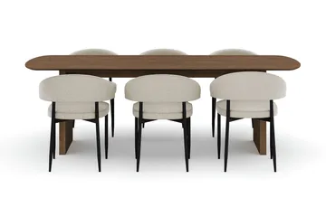 Richeto spisebord 240 cm med 6 Sawako stoler - Røkt eik - Møbler - Bord - Spisegruppe