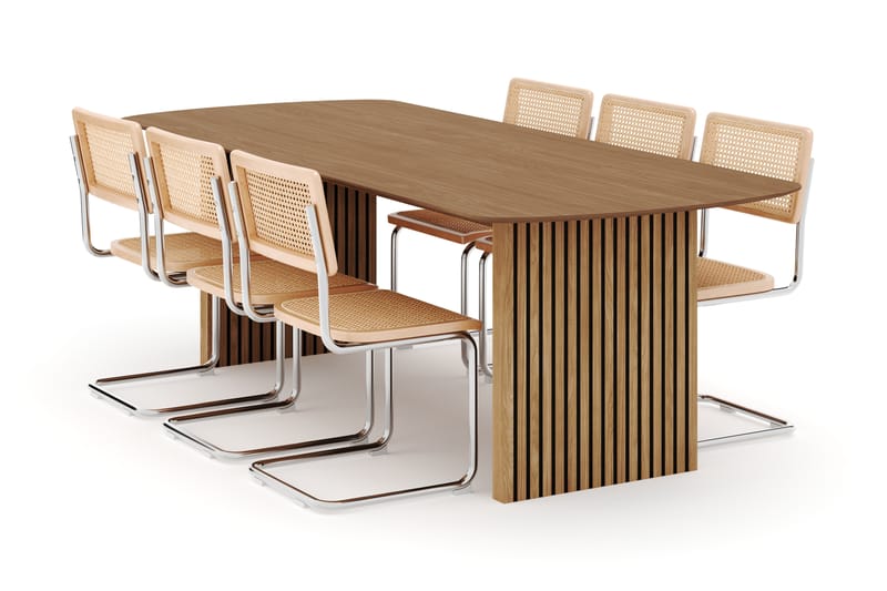 Richeto Spisebord 240 cm med 6 stk Build Matstkolar - Naturlig finish - Møbler - Bord - Spisegruppe