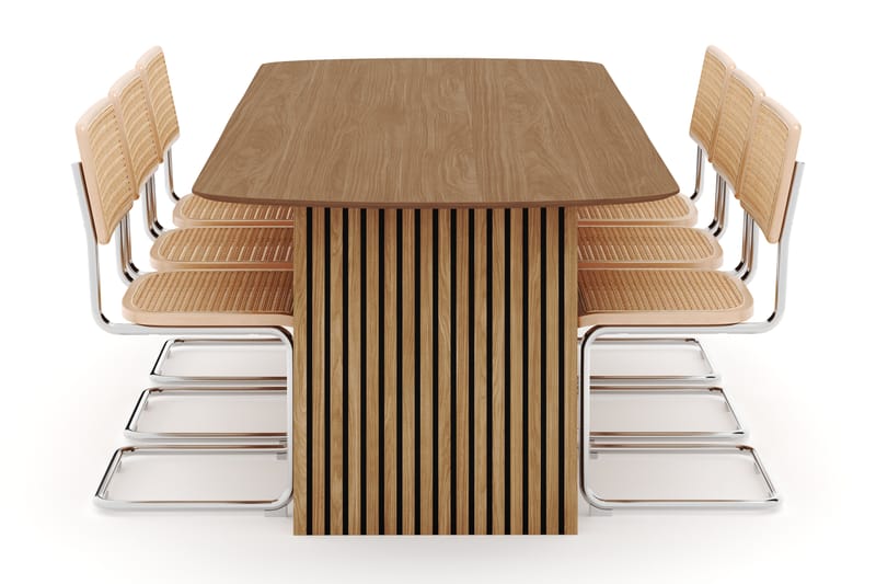 Richeto Spisebord 240 cm med 6 stk Build Matstkolar - Naturlig finish - Møbler - Bord - Spisegruppe