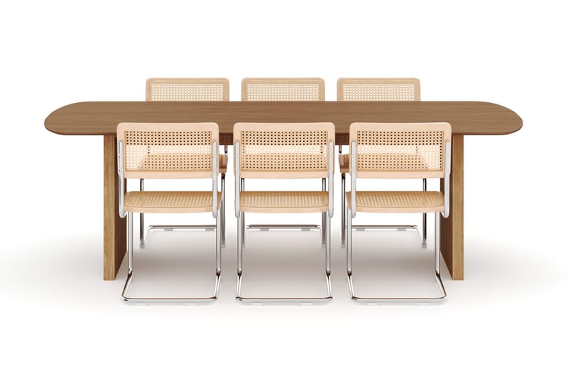 Richeto Spisebord 240 cm med 6 stk Build Matstkolar - Naturlig finish - Møbler - Bord - Spisegruppe