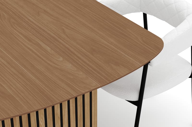 Richeto Spisebord 240 cm med 6 Velma Spisestoler - Naturlig finish / Hvit Bouclé - Møbler - Bord - Spisegruppe