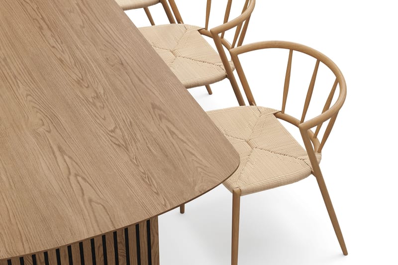 Richeto Spisebord 240 cm med 6 Winston Spisestoler - Naturlig finish / Beige / Metallben Eik - Møbler - Bord - Spisegruppe