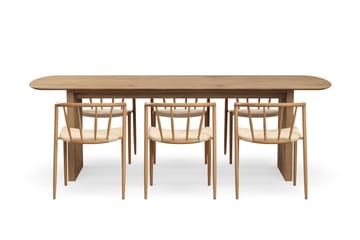 Richeto Spisebord 240 cm med 6 Winston Spisestoler - Naturlig finish / Beige / Metallben Eik - Møbler - Bord - Spisegruppe