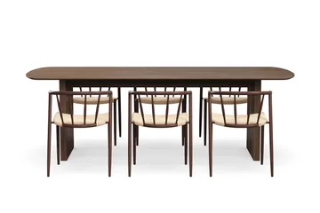 Richeto Spisebord 240 cm med 6 Winston Spisestoler - Røkt eik / Beige / Metallben Røkt eik - Møbler - Bord - Spisegruppe