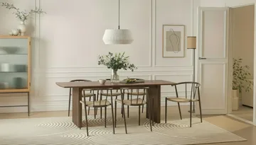 Richeto Spisebord 240 cm med 6 Winston Spisestoler - Røkt eik / Beige / Metallben Røkt eik - Møbler - Bord - Spisegruppe