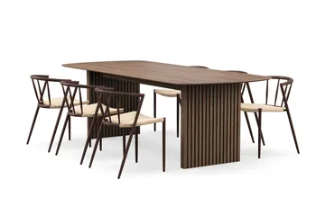 Richeto Spisebord 240 cm med 6 Winston Spisestoler - Røkt eik / Beige / Metallben Røkt eik - Møbler - Bord - Spisegruppe