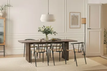 Richeto Spisebord 240 cm med 6 Winston Spisestoler - Røkt eik / Beige / Metallben Svart - Møbler - Bord - Spisegruppe