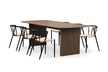 Richeto Spisebord 240 cm med 6 Winston Spisestoler - Røkt eik / Beige / Metallben Svart - Møbler - Bord - Spisegruppe