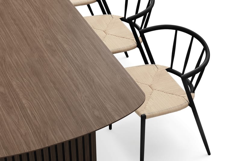 Richeto Spisebord 240 cm med 6 Winston Spisestoler - Røkt eik / Beige / Metallben Svart - Møbler - Bord - Spisegruppe