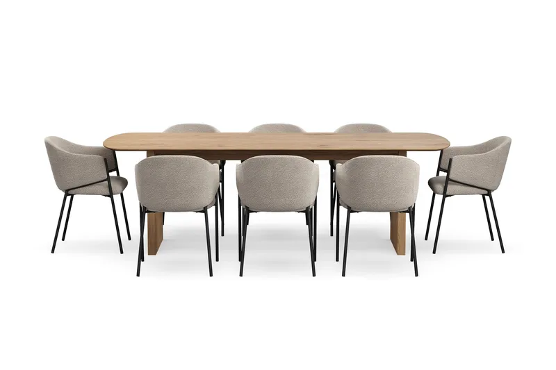 Richeto spisebord 240 cm med 8 Filip spisestoler - Eik - Møbler - Bord - Spisegruppe