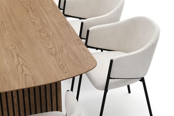Richeto Spisebord 240 cm med 8 Filip Spisestoler - Naturlig finish / Hvit Bouclé - Møbler - Bord - Spisegruppe