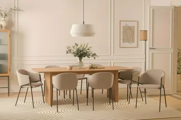 Richeto Spisebord 240 cm med 8 Filip Spisestoler - Naturlig finish / Taupe Bouclé - Møbler - Bord - Spisegruppe