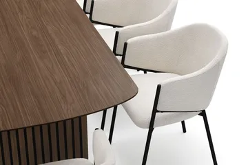 Richeto Spisebord 240 cm med 8 Filip Spisestoler - Røkt eik / Hvit Bouclé - Møbler - Bord - Spisegruppe