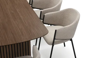 Richeto spisebord 240 cm med 8 Filip spisestoler - Røkt eik / taupe bouclé - Møbler - Bord - Spisegruppe