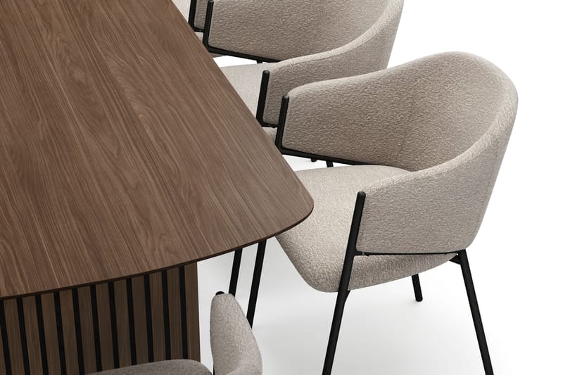 Richeto Spisebord 240 cm med 8 Filip Spisestoler - Røkt eik / Taupe Bouclé - Møbler - Bord - Spisegruppe