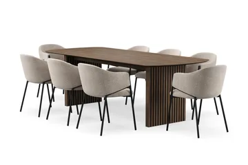 Richeto spisebord 240 cm med 8 Filip spisestoler - Røkt eik - Møbler - Bord - Spisegruppe