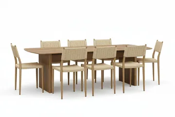 Richeto Spisebord 240 cm med 8 Jamna Spisestoler - Brun - Møbler - Bord - Spisegruppe