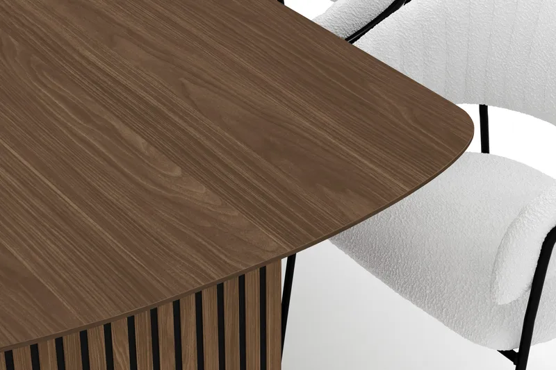 Richeto Spisebord 240 cm med 8 Karol Spisestoler - Røkt eik / Hvit Bouclé - Møbler - Bord - Spisegruppe