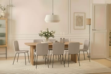 Richeto spisebord 240 cm med 8 Katy spisestoler - Naturlig finish / Greige bouclé / Metallben svart - Møbler - Bord - Spisegruppe