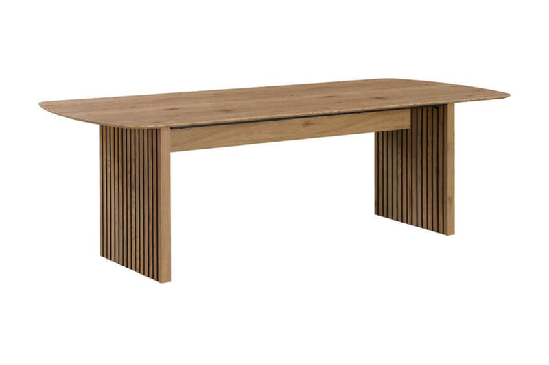 Richeto Spisebord 240 cm med 8 Katy Spisestoler - Naturlig finish / Hvit Bouclé / Metallben Svart - Møbler - Bord - Spisegruppe