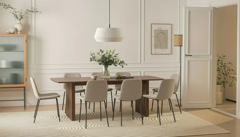 Richeto Spisebord 240 cm med 8 Katy Spisestoler - Røkt eik / Greige Bouclé - Møbler - Bord - Spisegruppe