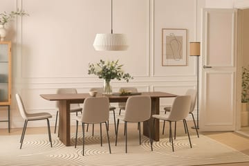 Richeto Spisebord 240 cm med 8 Katy Spisestoler - Røkt eik / Greige Bouclé - Møbler - Bord - Spisegruppe