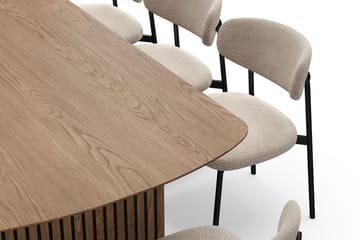 Richeto Spisebord 240 cm med 8 Lucy Spisestoler - Naturlig finish / Greige Bouclé / Metallben Svart - Møbler - Bord - Spisegruppe