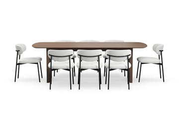Richeto Spisebord 240 cm med 8 Lucy Spisestoler - Røkt eik / Hvit Bouclé - Møbler - Bord - Spisegruppe