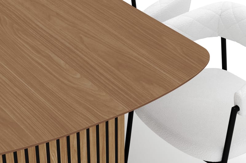 Richeto Spisebord 240 cm med 8 Velma Spisestoler - Naturlig finish / Hvit Bouclé - Møbler - Bord - Spisegruppe